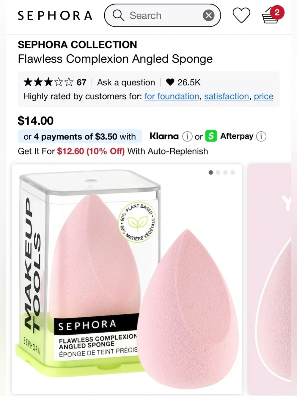 Sephora Pink Angled Makeup Sponge Teardrop Blender